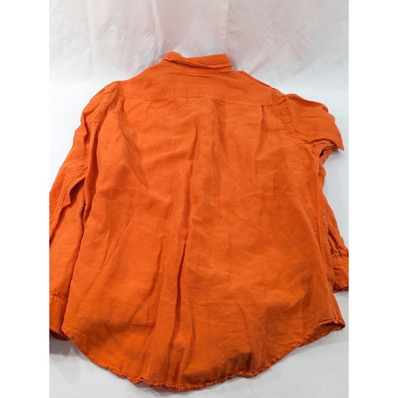 Vtg Polo Ralph Lauren Mens Size Large Safari Field Work Shirt Orange Linen Silk - Picture 9 of 9